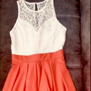 A two combo dress with a beautiful flower top half